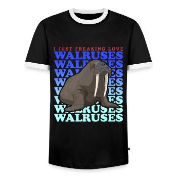 Walross Walrosse Walrus Walroß Geschenk - Männer Kontrast-T-Shirt - Schwarz/Weiß - Vorne - AI Model Female 172 light (172cm) & AI Model Male 178 light (178cm)