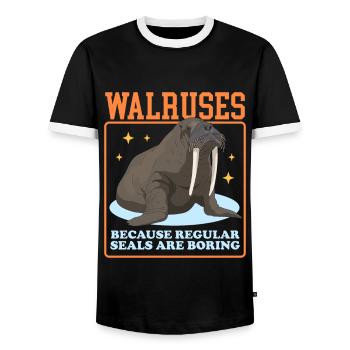 Walross Walroß | Walrosse Walrus Geschenk - Männer Kontrast-T-Shirt - Schwarz/Weiß - Vorne - AI Model Female 172 light (172cm) & AI Model Male 178 light (178cm)
