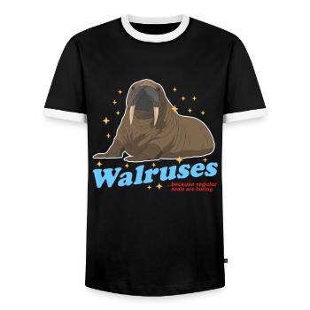 Walross Walroß Walrosse Walrus Robbe Geschenk - Männer Kontrast-T-Shirt - Schwarz/Weiß - Vorne - AI Model Female 172 light (172cm) & AI Model Male 178 light (178cm)