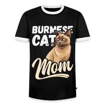 Burmese Mom Burma Katze Burma-Katzen Geschenk - Männer Kontrast-T-Shirt - Schwarz/Weiß - Vorne - AI Model Female 172 light (172cm) & AI Model Male 178 light (178cm)