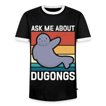 Dugong Forktail Manatee Pig Gift - Men's Ringer Shirt - black/white - Front - AI Model Female 172 light (172cm) & AI Model Male 178 light (178cm)