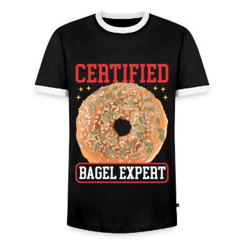 Bagel Expert Beigel Bagol Pain Cadeau - T-shirt contrasté Homme - noir/blanc - Devant - AI Model Female 172 light (172cm) & AI Model Male 178 light (178cm)