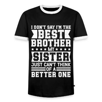 Bruder Geschenkidee Geschenke Geburtstag - Männer Kontrast-T-Shirt - Schwarz/Weiß - Vorne - AI Model Female 172 light (172cm) & AI Model Male 178 light (178cm)