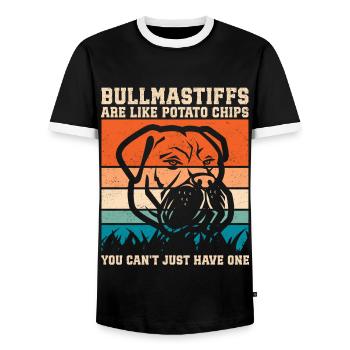 Bullmastiffs Are Like Dog Owners Gift - Men's Ringer Shirt - black/white - Front - AI Model Female 172 light (172cm) & AI Model Male 178 light (178cm)