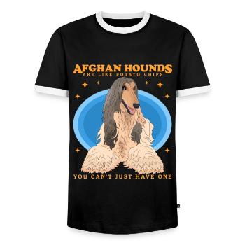 Afghanischer Windhund Hund Hundebesitzer Geschenk - Männer Kontrast-T-Shirt - Schwarz/Weiß - Vorne - AI Model Female 172 light (172cm) & AI Model Male 178 light (178cm)