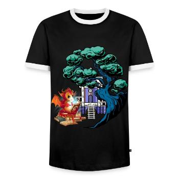 magic, dragon, dragon, mythical creature, fable, magic, child - Men's Ringer Shirt - black/white - Front - AI Model Female 172 light (172cm) & AI Model Male 178 light (178cm)