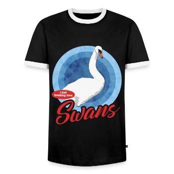 Cygne Cygne amant cygnes cadeau - T-shirt contrasté Homme - noir/blanc - Devant - AI Model Female 172 light (172cm) & AI Model Male 178 light (178cm)