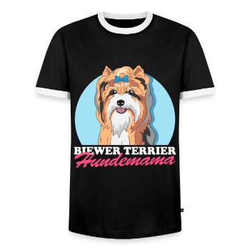 Biewer Terrier Hundemama Hundebesitzer Geschenk - Männer Kontrast-T-Shirt - Schwarz/Weiß - Vorne - AI Model Female 172 light (172cm) & AI Model Male 178 light (178cm)