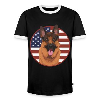 German Shepherds German Shepherd Dogs Gift - Men's Ringer Shirt - black/white - Front - AI Model Female 172 light (172cm) & AI Model Male 178 light (178cm)
