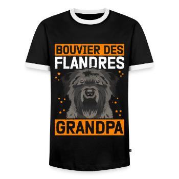 Bouvier des Flandres Grandpa Vlaamse Koehond cadeau - T-shirt contrasté Homme - noir/blanc - Devant - AI Model Female 172 light (172cm) & AI Model Male 178 light (178cm)