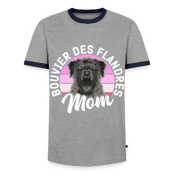 Bouvier des Flandres Mom Vlaamse Koehond Gift - T-shirt contrasté Homme - gris/marine  - Devant - AI Model Female 172 light (172cm) & AI Model Male 178 light (178cm)
