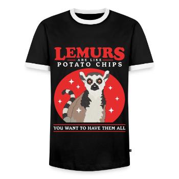 Lemur Katta Lemuren Ringelschwanz Lemure Geschenk - Männer Kontrast-T-Shirt - Schwarz/Weiß - Vorne - AI Model Female 172 light (172cm) & AI Model Male 178 light (178cm)