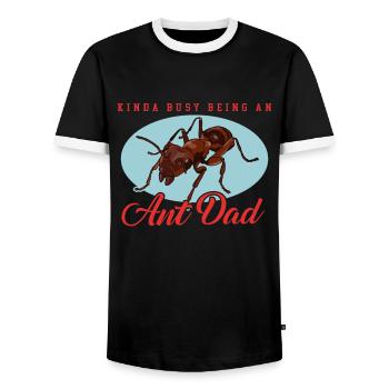 Ants Dad Formicarium Ant Farm Gift - Men's Ringer Shirt - black/white - Front - AI Model Female 172 light (172cm) & AI Model Male 178 light (178cm)