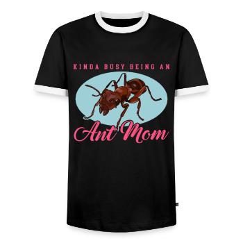 Ants Mom Formicarium Ant Farm Gift - Men's Ringer Shirt - black/white - Front - AI Model Female 172 light (172cm) & AI Model Male 178 light (178cm)