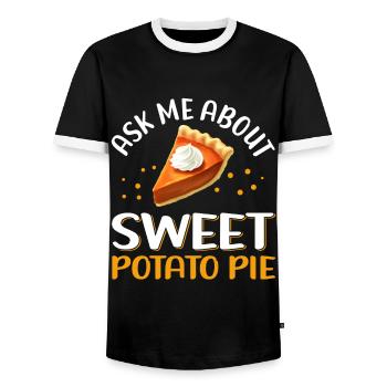 Tarte aux patates douces Cadeau de tarte aux patates douces - T-shirt contrasté Homme - noir/blanc - Devant - AI Model Female 172 light (172cm) & AI Model Male 178 light (178cm)