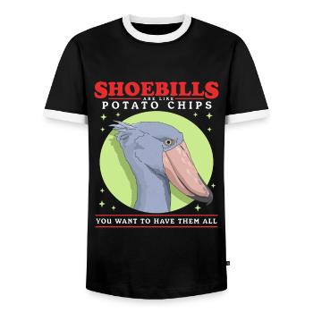 Schuhschnabel Abu Markub Shoebill Geschenk - Männer Kontrast-T-Shirt - Schwarz/Weiß - Vorne - AI Model Female 172 light (172cm) & AI Model Male 178 light (178cm)