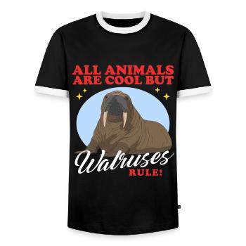 Walross Walrus Walroß Walrosse Geschenk - Männer Kontrast-T-Shirt - Schwarz/Weiß - Vorne - AI Model Female 172 light (172cm) & AI Model Male 178 light (178cm)
