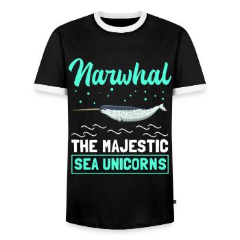 Narwhal Whale Narwhal Whales Narwhal Gift - Men's Ringer Shirt - black/white - Front - AI Model Female 172 light (172cm) & AI Model Male 178 light (178cm)