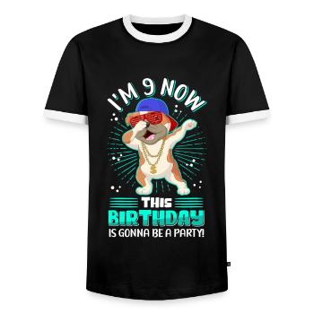 9e anniversaire 9 ans cadeau idée cadeau - T-shirt contrasté Homme - noir/blanc - Devant - AI Model Female 172 light (172cm) & AI Model Male 178 light (178cm)