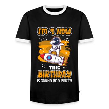 9e cadeau d’anniversaire 9 ans idée cadeau - T-shirt contrasté Homme - noir/blanc - Devant - AI Model Female 172 light (172cm) & AI Model Male 178 light (178cm)