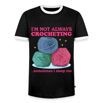 Crochet Crochet Yarn Gift - Men's Ringer Shirt - black/white - Front - AI Model Female 172 light (172cm) & AI Model Male 178 light (178cm)