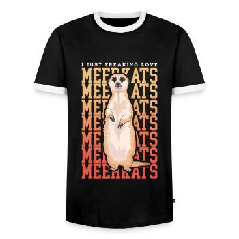 Meerkat Cool Meerkat Gift - Men's Ringer Shirt - black/white - Front - AI Model Female 172 light (172cm) & AI Model Male 178 light (178cm)