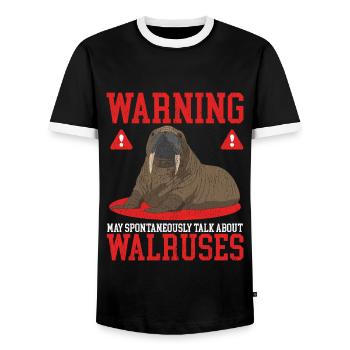 Walross Walroß Walrus Walrosse Geschenk - Männer Kontrast-T-Shirt - Schwarz/Weiß - Vorne - AI Model Female 172 light (172cm) & AI Model Male 178 light (178cm)