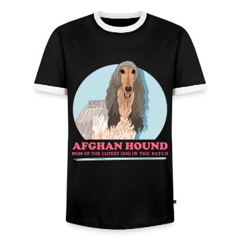 Afghan Hound Mom Dog Owner Gift - Men's Ringer Shirt - black/white - Front - AI Model Female 172 light (172cm) & AI Model Male 178 light (178cm)