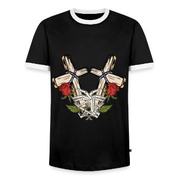 Halloween Horror Vampire Cross - Men's Ringer Shirt - black/white - Front - AI Model Female 172 light (172cm) & AI Model Male 178 light (178cm)