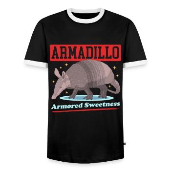 Armadillo Nine-Banded Armadillos Gift - Men's Ringer Shirt - black/white - Front - AI Model Female 172 light (172cm) & AI Model Male 178 light (178cm)
