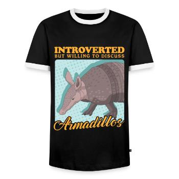 Armadillos Nine-Banded Armadillo Gift - Men's Ringer Shirt - black/white - Front - AI Model Female 172 light (172cm) & AI Model Male 178 light (178cm)