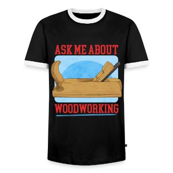 Woodwork Crafts Carpenter Carpenter Gift - Men's Ringer Shirt - black/white - Front - AI Model Female 172 light (172cm) & AI Model Male 178 light (178cm)