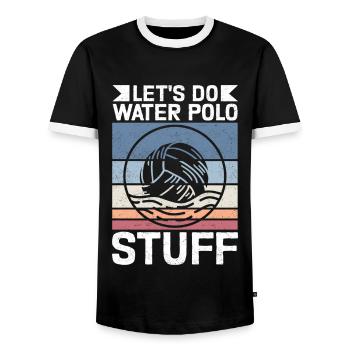 Water Polo Funny Water Polo Player Gift - Men's Ringer Shirt - black/white - Front - AI Model Female 172 light (172cm) & AI Model Male 178 light (178cm)