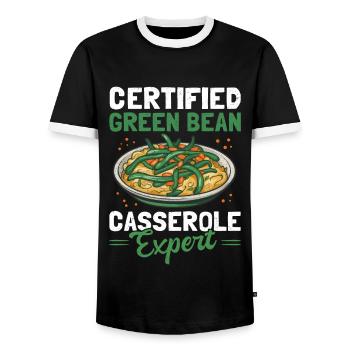 Casserole de haricots verts Casserole de haricots cadeau - T-shirt contrasté Homme - noir/blanc - Devant - AI Model Female 172 light (172cm) & AI Model Male 178 light (178cm)