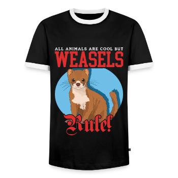 Weasel Mouse Weasel Hermännchen Gift - Men's Ringer Shirt - black/white - Front - AI Model Female 172 light (172cm) & AI Model Male 178 light (178cm)