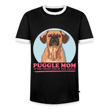 Puggle maman chien propriétaire chien maman cadeau - T-shirt contrasté Homme - noir/blanc - Devant - AI Model Female 172 light (172cm) & AI Model Male 178 light (178cm)