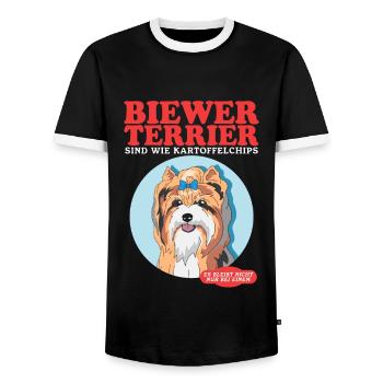 Biewer Terrier sind wie Hundebesitzer Geschenk - Männer Kontrast-T-Shirt - Schwarz/Weiß - Vorne - AI Model Female 172 light (172cm) & AI Model Male 178 light (178cm)