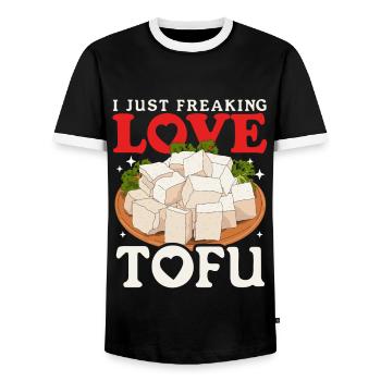 Tofu Vegan Bean Curd Bean Cheese Gift - T-shirt contrasté Homme - noir/blanc - Devant - AI Model Female 172 light (172cm) & AI Model Male 178 light (178cm)