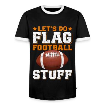 Flag Football Player Footballer Gift - Men's Ringer Shirt - black/white - Front - AI Model Female 172 light (172cm) & AI Model Male 178 light (178cm)