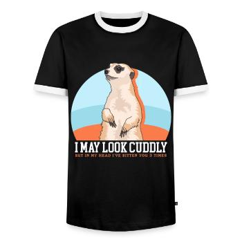 Meerkat Funny Meerkat Gifts - Men's Ringer Shirt - black/white - Front - AI Model Female 172 light (172cm) & AI Model Male 178 light (178cm)