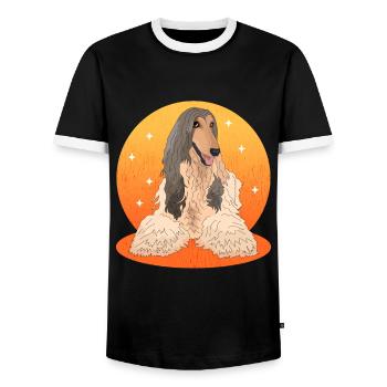 Afghan Greyhound Dog Dog Owner Gift - Men's Ringer Shirt - black/white - Front - AI Model Female 172 light (172cm) & AI Model Male 178 light (178cm)