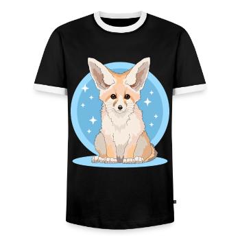 Fennek Fuchs Wüstenfüchse Geschenke - Männer Kontrast-T-Shirt - Schwarz/Weiß - Vorne - AI Model Female 172 light (172cm) & AI Model Male 178 light (178cm)