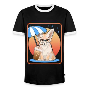 Fennek Wüstenfüchse Fuchs Geschenke - Männer Kontrast-T-Shirt - Schwarz/Weiß - Vorne - AI Model Female 172 light (172cm) & AI Model Male 178 light (178cm)