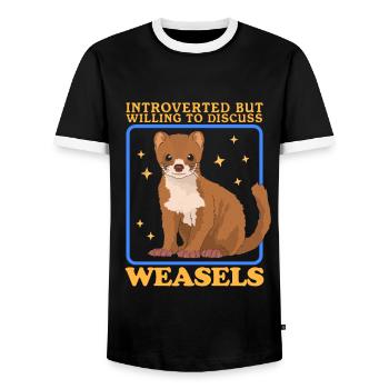 Weasel Mouse Weasel Dwarf Weasel Gift - Men's Ringer Shirt - black/white - Front - AI Model Female 172 light (172cm) & AI Model Male 178 light (178cm)