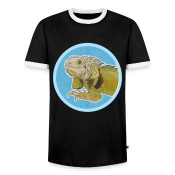 Leguan Reptilien Eidechse Leguane Geschenk - Männer Kontrast-T-Shirt - Schwarz/Weiß - Vorne - AI Model Female 172 light (172cm) & AI Model Male 178 light (178cm)
