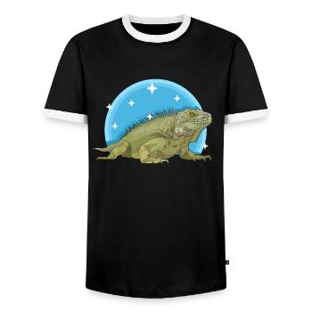 Leguan Eidechse Reptilien Leguane Geschenk - Männer Kontrast-T-Shirt - Schwarz/Weiß - Vorne - AI Model Female 172 light (172cm) & AI Model Male 178 light (178cm)
