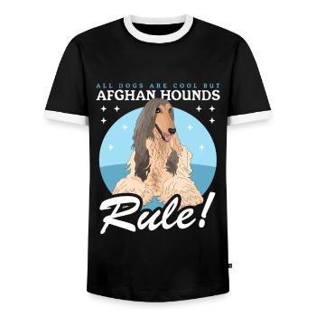 Cadeau de propriétaire de chien lévrier afghan - T-shirt contrasté Homme - noir/blanc - Devant - AI Model Female 172 light (172cm) & AI Model Male 178 light (178cm)