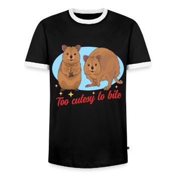 Quokka Kurzschwanzkänguru Quokkas Geschenk - Männer Kontrast-T-Shirt - Schwarz/Weiß - Vorne - AI Model Female 172 light (172cm) & AI Model Male 178 light (178cm)