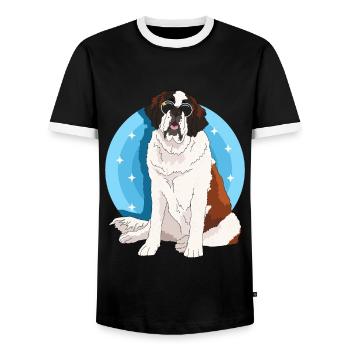 Bernhardiner Hund St. Bernhardshund Geschenk - Männer Kontrast-T-Shirt - Schwarz/Weiß - Vorne - AI Model Female 172 light (172cm) & AI Model Male 178 light (178cm)