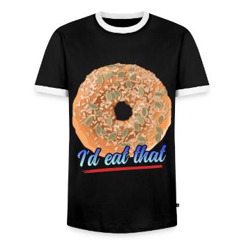 Bagel Beigel Bagol Pain Cadeau - T-shirt contrasté Homme - noir/blanc - Devant - AI Model Female 172 light (172cm) & AI Model Male 178 light (178cm)
